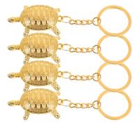DOITOOL Llaveros Decorativos Anillo para Llaves, Fácil de Llevar Set de 4 de Tortuga Dorada en Aleación de Zinc Obsequio para Bolso o Mochila