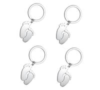 DOITOOL Llaveros Huella de Pie de Ñiño 4 Piezas Acero Inoxidable Colgantes Decorativos para Recuerdos de Shower Regalos Infantiles para Fiestas y Cumpleaños