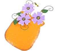 DOITOOL Maceta Decorativa de Pared de Hierro Pintado Color Naranja Soporte Colgante para Jardín y Terraza Adorno Artesanal Metálico para Decoración de Paredes Exteriores E Interiores