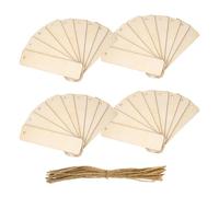 DOITOOL Marcapáginas de Madera sin Terminar 12x3,3 Cm, 60 Piezas con Cuerdas, Rectángulos de Madera para Manualidades Diy, Etiquetas Pretaladradas para Decoración, Bodas, Fiestas
