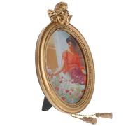 DOITOOL Marco de Fotos Ovalado Vintage de Resina Estilo Europeo, Portafotos Retro Adornos para Colgar en Pared o Apoyar en Mesa, Decoración para Hogar y Sala, Marco Creativo Decorativo