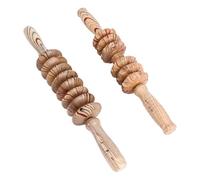 DOITOOL Masajeador Manual Abdominal de Madera 2 Rodillos, Herramienta de Masaje Multifuncional para Circulación Sanguínea, Alivio Muscular y Bienestar Corporal, Adecuado para Fitness y