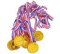 DOITOOL Medallas de Plástico Doradas para 12 Piezas, Premios para Fiestas y Competencias Escolares, Medallas Infantiles Cordones para Eventos Deportivos y Regalos de Logro