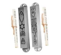 DOITOOL Mezuzá Metálica Decorativa Para Puerta Principal, Set 2 Piezas, Metal Resistente Bordes Redondeados, Símbolo Religioso Para Cristianos y Judíos, Decoración Del Hogar y Obsequio Para Casa Nueva