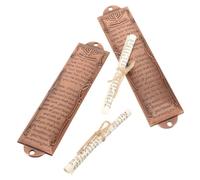 DOITOOL Mezuzá Tradicional de Metal Rojo Antiguo 132 Mm, 2 Unidades con Pergamino Sagrado, Decoración para Puerta y Ventana, Adorno Religioso para Familia Judía y Bendición del Hogar