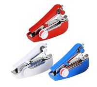 DOITOOL Mini Máquina De Coser Manual Portátil 3piezas Blanca Azul Roja Para Principiantes y Viajeros, Máquina De Coser Casera Ligera Para Prendas, Cortinas y Reparaciones Diarias