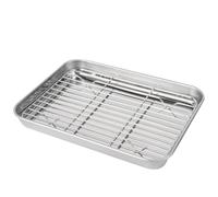 DOITOOL Molde antiadherente para hornear 2 piezas, un juego rectangular bandeja para hornear de drenaje con rejilla de acero inoxidable bandeja para hornear con estante de refrigeración