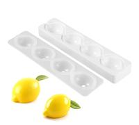 DOITOOL Molde de silicona en forma de limón 3D, fruta 4 cavidades, postre francés, mousse, molde para hornear pasteles, magdalenas, herramientas de decoración para hornear para el hogar cocina