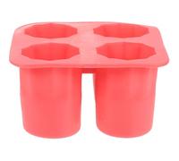 DOITOOL Molde de Silicona para Cubitos de Hielo Rojo 4 Tazas, Bandeja para Hielo Forma de Vaso Pequeño, Molde Flexible para Cócteles y Whisky, Tamaño Compacto para Congelador y Fiestas