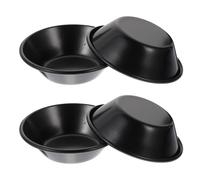 DOITOOL Moldes para Tartas Redondos Antiadherentes 4 Piezas Negro Moldes para Hornear Pan y Cupcakes Utensilios Prácticos para Repostería Casera y Postres Saludables