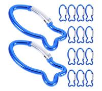 DOITOOL Mosquetones para Exteriores Forma Pez 15 Piezas Clips de Gancho de Aleación de Aluminio Azul para Senderismo Camping Escalada Accesorios Prácticos