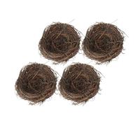 DOITOOL Nido de Pájaro Artificial de Ratán Tejido 10 CM Set de 4 Unidades Adorno Creativo Rústico para Decoración de Jardín y Fotografía Modelo Realista para Ambientes Naturales