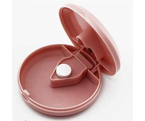 DOITOOL Pastilla de viaje contenedor 1pc redondo plástico Tablet Cutter Portable Pill Splitter Multifunción Medicina Caja de almacenamiento (rosa)
