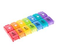 DOITOOL Pastillero de viaje, 1 pastillero creativo semanal, pastillero de día y noche, caja de medicina portátil, organizador de píldoras para mujeres y hombres