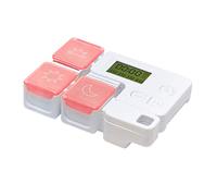 DOITOOL Pastillero de viaje, 1 unidad, 3 compartimentos, portátil, combinación, recordatorio de tiempo, estuche inteligente para medicina sin batería (rojo)