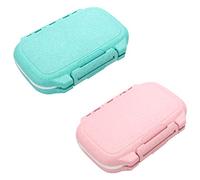 DOITOOL Pastillero de viaje, 2 unidades, pequeño pastillero, portátil, caja de medicina, pastillas, práctica caja de almacenamiento para la oficina en casa, azul, rosa