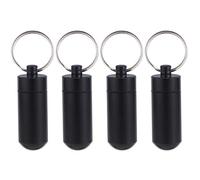 DOITOOL Pastillero de viaje, 4 unidades, portátil, de aleación de aluminio, resistente al agua, contenedor de pastillas, tipo llavero, soporte para pastillas