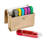 DOITOOL Pastillero de viaje con 28 cajas de pastillas semanales para pastillas, caja de medicina portátil al aire libre, soporte de pastillas medicinales con bolsa