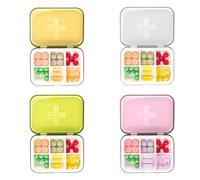 DOITOOL Pastillero de viaje con 6 rejillas, caja de sellado de plástico, impermeable, pastillero portátil (verde, blanco, rosa, naranja)