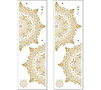 DOITOOL Pegatina de Pared Autoadhesiva de Mandala Dorada de Pvc, 2 Piezas Impermeables, Adecuado para Baño y Bar, Diseño Decorativo Fácil de Usar