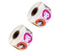 DOITOOL Pegatinas Adhesivas Patrón de Gato Etiquetas Redondas de 1 Pulgada 2 Rollos de Calcomanías Decorativas para Envolver Regalos y Sellar Bolsas Etiquetas Multiusos para Oficina y