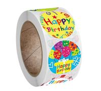 DOITOOL Pegatinas Creativas de Cumpleaños 1 Pulgada 25 CM Redondas 500 Unidades Etiquetas Engomadas para Regalos y Decoración de Fiestas Adhesivas Multiusos para Manualidades y