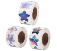 DOITOOL Pegatinas de Estrellas Autoadhesivas 25 CM 1500 Unidades 3 Rollos Pegatinas de Recompensa para Aula Decoración y Manualidades Diseño de Pentagramas Removibles