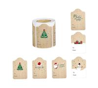DOITOOL Pegatinas Navideñas de Papel Kraft 300 Unidades en Rollo Etiquetas Adhesivas Rectangulares para Decoración y Manualidades Festivas