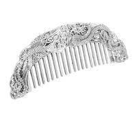 DOITOOL Peine Vintage de Aleación Diseño Dragón para Cuidado y Peinado del Cabello Rizado, Masaje y Estilo Retro en Color Plata para Hombres y Mujeres