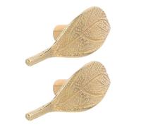 DOITOOL Perillas de Gabinete de Cocina de Latón en Forma de Hoja, Tiradores Metálicos Vintage para Armarios y Cajones, 2 Piezas Color Natural, Pomos Decorativos para Muebles y Zapateros