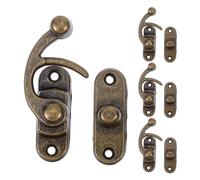 DOITOOL Pestillo de Cierre Oscilante Grande 38x44 Mm de Aleación de Zinc Color Bronce Antiguo Gancho Derecho, Juego de 4 Unidades Tornillos para Muebles, Cajas de Joyería y Herramientas