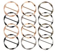 DOITOOL Pinzas para Bufandas y Camisetas de Mujer, Hebilla Metálica Redonda Ajustable para Fijar Esquinas de Ropa, 12 Unidades Acabado en Brillo Dorado, Plata Mate y Negro Cañón,