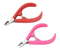 DOITOOL Pinzas para Cutículas de Uñas Rosa, Acero Inoxidable y Plástico, 2 Piezas, Herramienta Portátil para Recortar Piel Muerta en Manicura en Casa o Spas