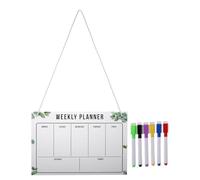 DOITOOL Planificador semanal de comidas: Pizarra blanca colgante de acrílico transparente de borrado en seco - 11,8" x 7,8" Tablero de rutinas de pared, horario, bloc de lista de la compra