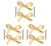 DOITOOL Pomos de latón con forma de lazo para armarios, tiradores dorados para cajones, tiradores decorativos para el hogar, cocina, armario, tocador, armario y cajón, paquete de 6