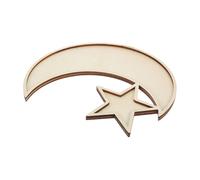 DOITOOL Posavasos de Mosaico Base de Madera Blanca en Blanco Soporte para Manualidades DIY Diseño Luna y Estrella Placa para Proyectos de Bricolaje Decoración Rústica para Plantas y