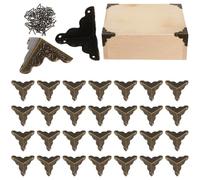 DOITOOL Protectores de Esquinas Metálicos Vintage de 25 MM 30 Piezas Clavos Cantoneras Decorativas en Color Bronce Antiguo para Muebles Protección contra Polvo y Bordes de Madera Uso