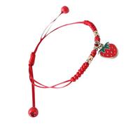 DOITOOL Pulsera de Cuerda Trenzada con Diseño de Fresa para Niñas Brazalete Artesanal Joyería de Fruta para Amistad y Diario