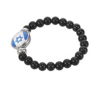 DOITOOL Pulsera Israel de Vidrio Negra Diseño Decorativo y Ajuste Cómodo para Mujer y Hombre, Adecuado como Pulsera Decorativa Bandera de Israel