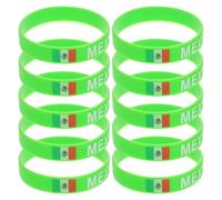 DOITOOL Pulseras de Silicona para Fútbol México 10 Piezas, Resistente al Agua y Sudor, Diseño Bandera Nacional, Pulsera Deportiva para Aficionados y Fiestas Deportivas