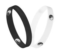 DOITOOL Pulseras Yin Yang de Silicona y Goma Elástica, 2 Piezas Talla Única, Colores Blanco y Negro, Diseño Tai Chi, Pulseras para Hombre y Mujer, Accesorio Deportivo y Casual