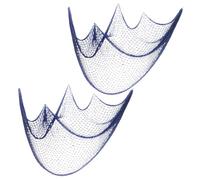 DOITOOL Red de Pesca Decorativa 2x1 M Azul Cuerda de Cáñamo Decoración Náutica Temática para Fiesta de Playa y Hogar, Arte de Pared Oceanico para Dormitorio Infantil y Baño, Paquete de 2