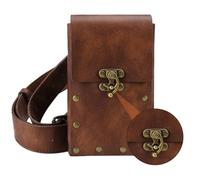 DOITOOL Riñonera y Compacta Estilo Punk Retro Deportiva Marrón de Cuero Resistente para Hombres y Mujeres para Correr, Escalar y Viajes al Aire Libre