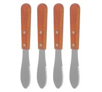 DOITOOL Set de 4 Espátulas Ergonómicas para Untar Queso Crema y Mantequilla Mango de Madera, Herramienta Versátil y Resistente para Cocinas Profesionales y Domésticas