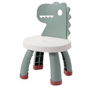 DOITOOL Silla para Niños Pequeños Respaldo De Dinosaurio, Taburete De PP y PVC Resistente, Antideslizante, Color Verde, para Estudio y Juegos En Casa, Diseño Grueso y Estable