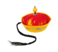 DOITOOL Sombrero Antiguo Chino Estilo Imperial con Trenza y Estampado Accesorio para Cosplay y Actuaciones Gorro Real para Adultos Representaciones Teatrales y Fiestas de Disfraces