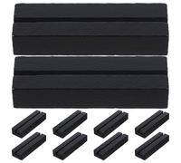 DOITOOL Soporte de Madera Rústica para Tarjetas y Fotos Portatarjetas de Mesa Negro Base de Madera Natural Juego de 10 Unidades para Restaurante Oficina y Tienda
