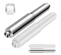DOITOOL Soporte de Resorte para Papel Higiénico 6 Piezas 3 Plateados 3 Blancos Varilla Ajustable de 16 CM en ABS Repuesto Flexible para Portarrollos de Baño Accesorio Práctico y