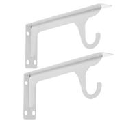 DOITOOL Soporte para Barra de Armario Capacidad de Carga Fuerte Blanco 2 Piezas de Acero Laminado en Frío con Gancho y Soporte Estable para Oficina y Dormitorio