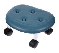 DOITOOL Taburete bajo Redondo Multifuncional Ruedas Giratorias 360°, Asiento Portátil Azul de Plástico y Metal, Reposapiés Cómodo para Interiores y Exteriores, Banco Compacto para Hogar